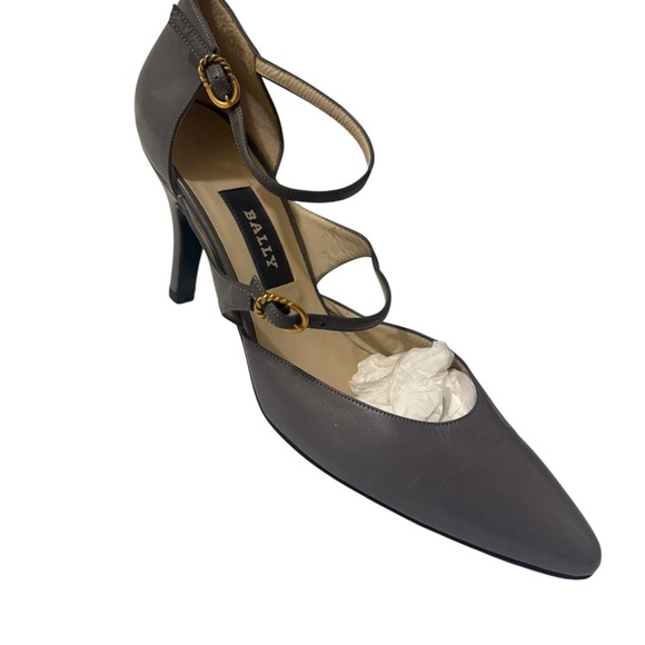 Bally Women's Gray Leather Heels Italian leather shoes very elegantgant and chic - Picture 5 of 12